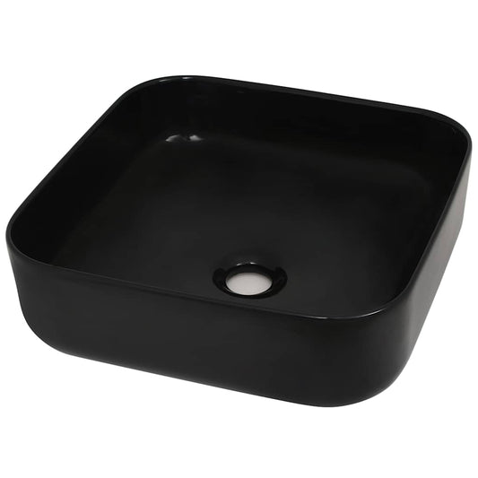 142733 vidaXL Basin Ceramic Square Black 38x38x13,5 cm