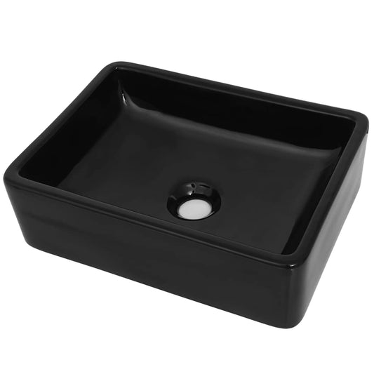142734 vidaXL Basin Ceramic Rectangular Black 41x30x12 cm
