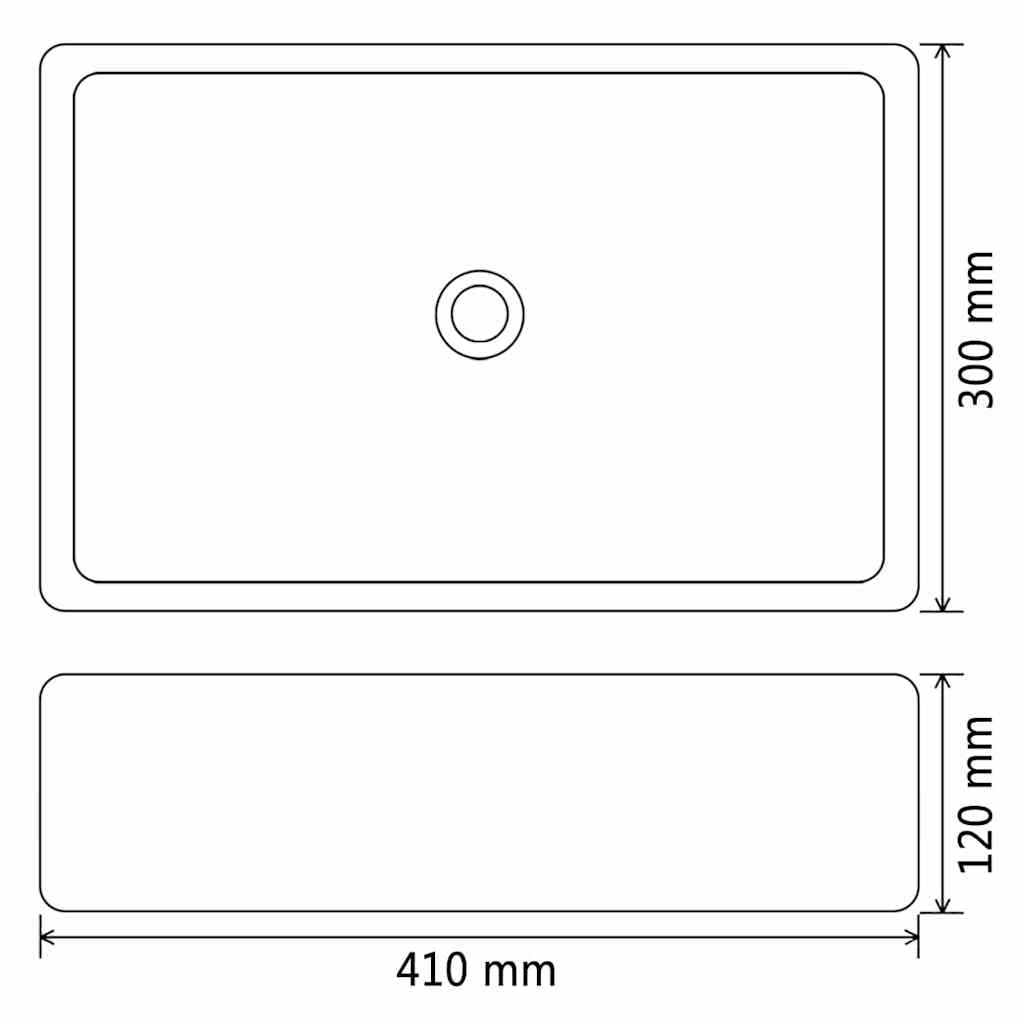142734 vidaXL Basin Ceramic Rectangular Black 41x30x12 cm