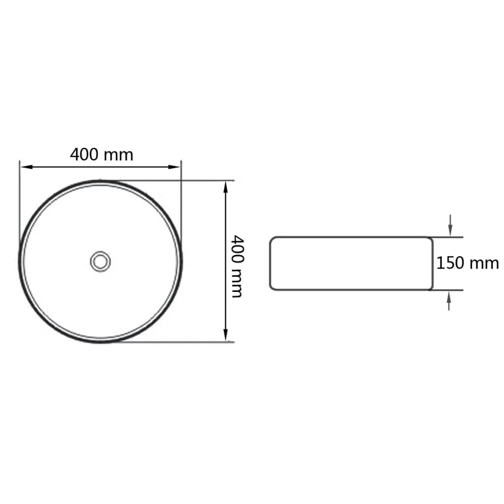 142737 vidaXL Basin Ceramic Round Black 40x15 cm