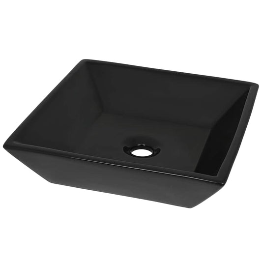142739 vidaXL Basin Ceramic Square Black 41,5x41,5x12 cm