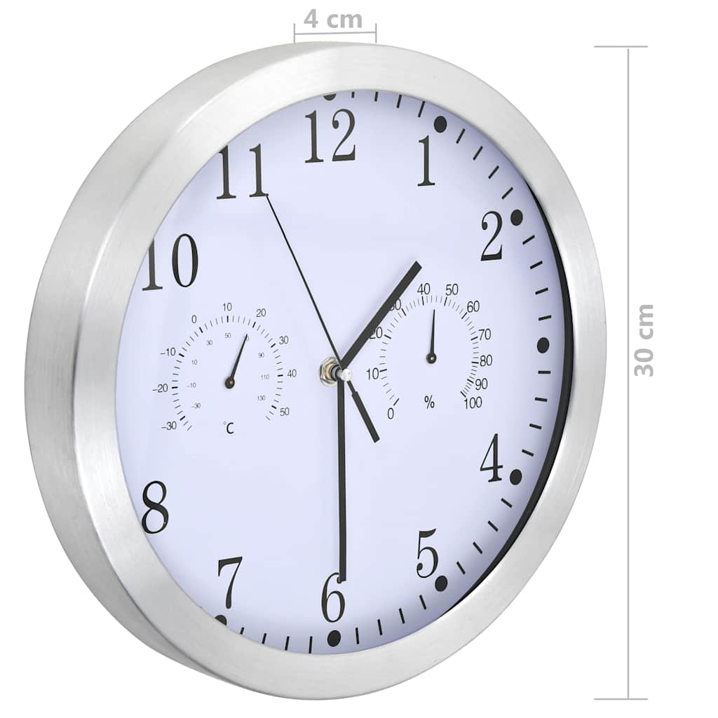vidaXL Wall Clock with Quartz Movement Hygrometer Thermometer White