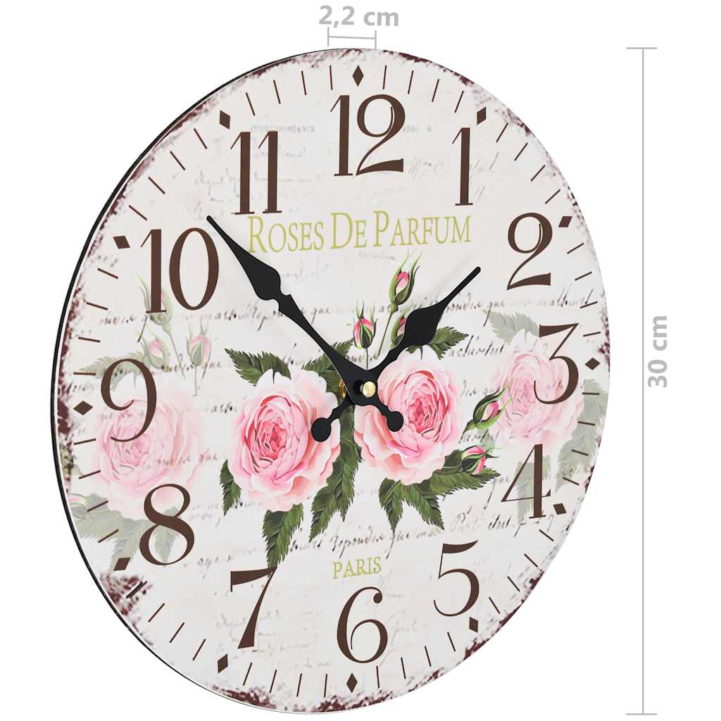 50625 vidaXL Vintage Wall Clock Flower 30 cm