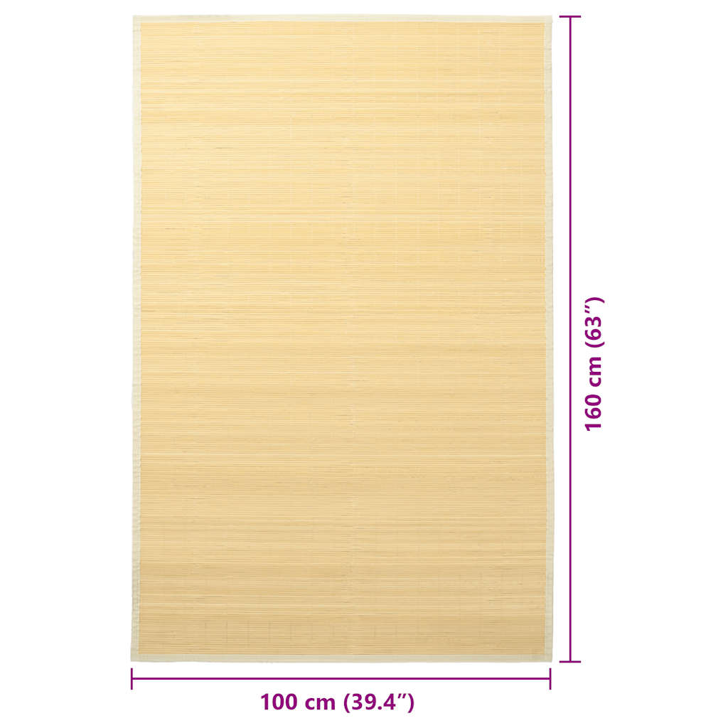 vidaXL Rug Bamboo 100x160 cm Natural
