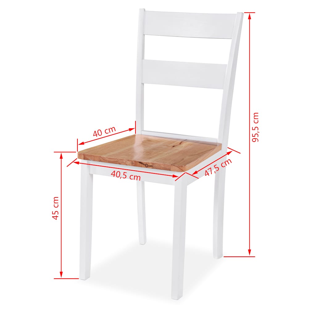 vidaXL Dining Set 5 Pieces MDF and Rubberwood White