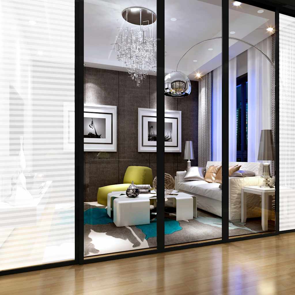vidaXL Window Film Frosted Stripes Design 0.9x10 m PVC
