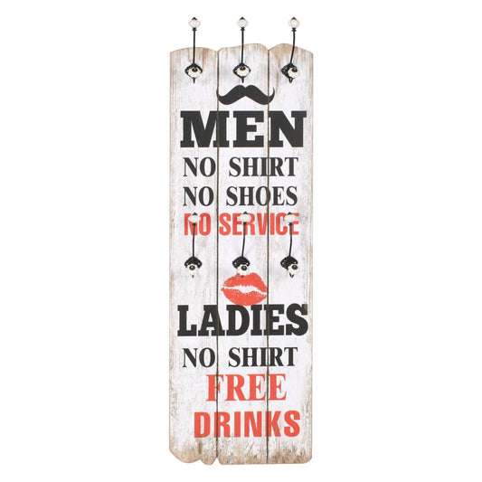 245852 vidaXL Wall-mounted Coat Rack with 6 Hooks 120x40 cm "MEN LADIES