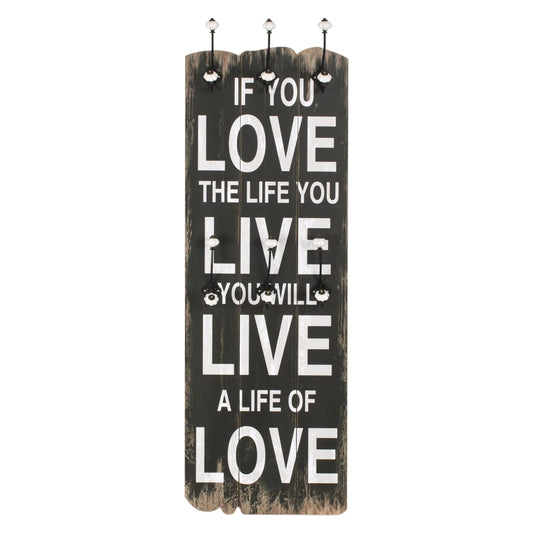 vidaXL Wall-mounted Coat Rack with 6 Hooks 120x40 cm LOVE LIVE