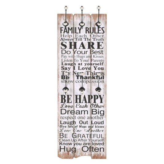 vidaXL Wall-mounted Coat Rack with 6 Hooks 120x40 cm FAMILY RULES
