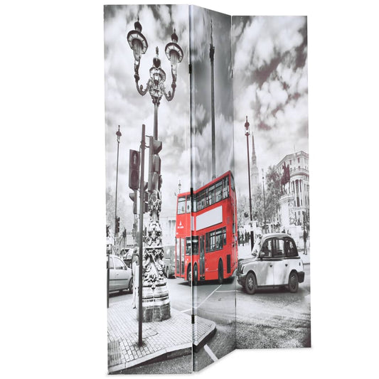 vidaXL Folding Room Divider 120x170 cm London Bus Black and White