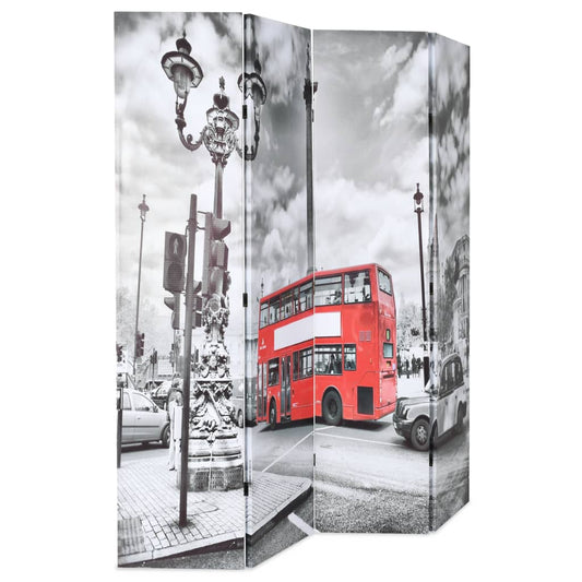 vidaXL Folding Room Divider 160x170 cm London Bus Black and White