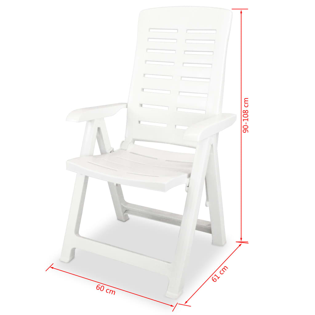 vidaXL Garden Chair | Set of 2 | White | Plastic | Standard | Foldable