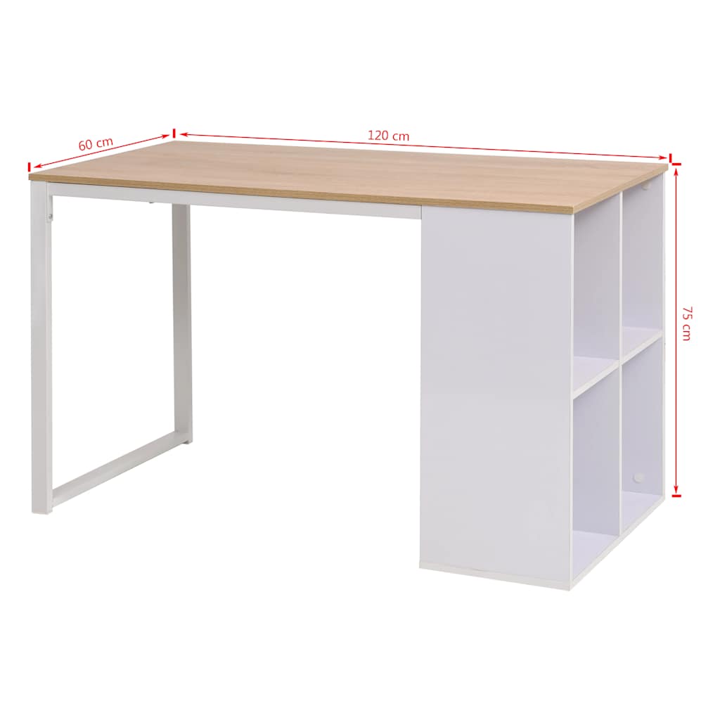 245720 vidaXL Writing Desk 120x60x75 cm Oak and White