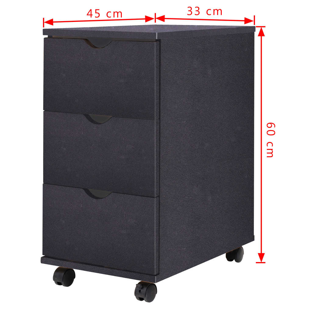 vidaXL Drawer Unit | Black | Engineered wood, plastic | Medium | Rollable