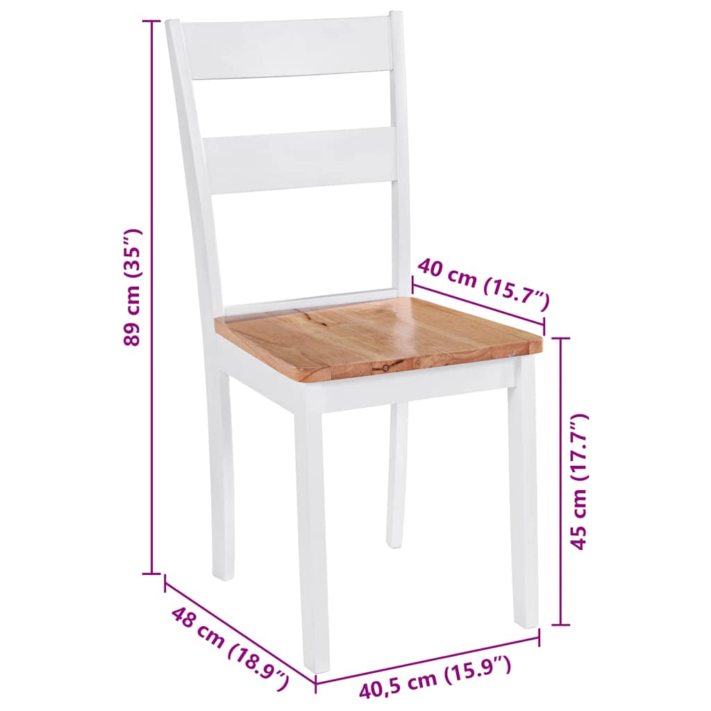vidaXL Dining Chairs 6 pcs White Solid Rubber Wood