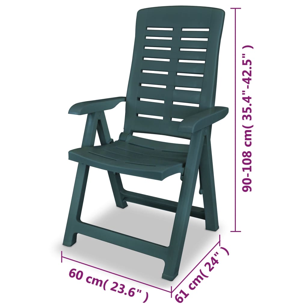 vidaXL Garden Chair | Set of 4 | Green | Plastic | Standard | Foldable