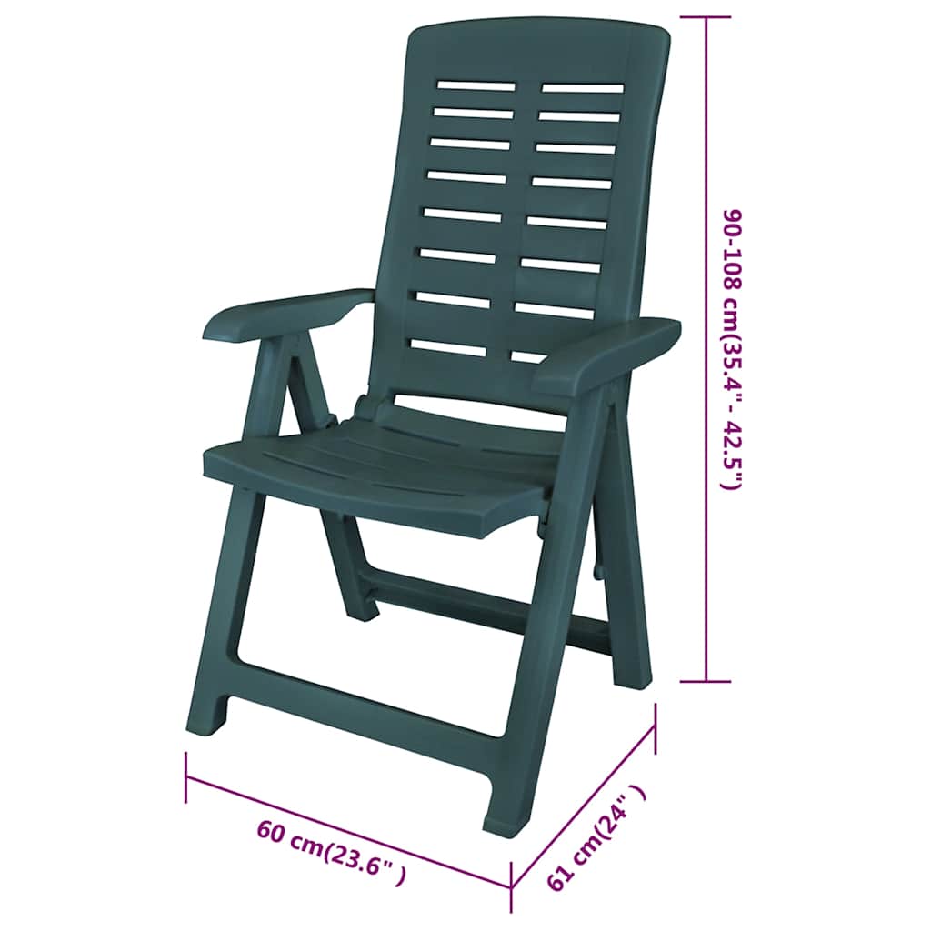 vidaXL Garden Chair | Set of 6 | Green | Plastic | Standard | Foldable