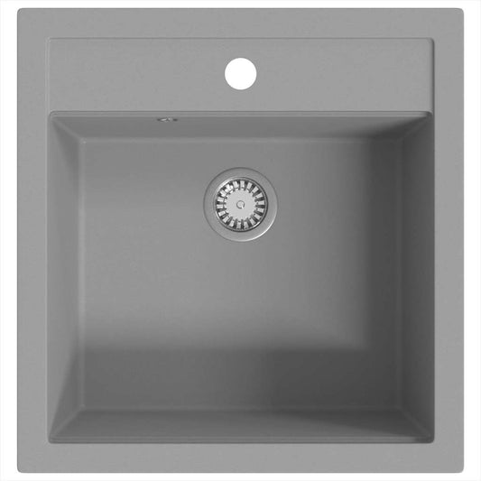 vidaXL Granite Kitchen Sink Single Basin Grey