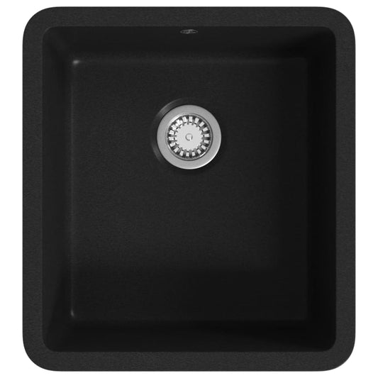 142960 vidaXL Granite Kitchen Sink Single Basin Black