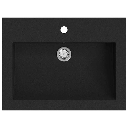142962 vidaXL Granite Basin 600x450x120 mm Black