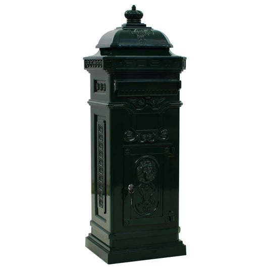 vidaXL Pillar Letterbox | Green | Cast aluminium | Large | Decorative Inlays