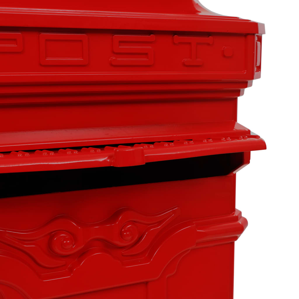 43891 vidaXL Pillar Letterbox Aluminium Vintage Style Rustproof Red