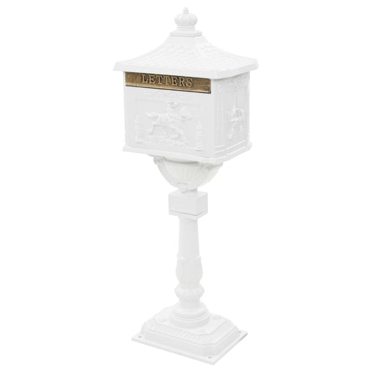 vidaXL Pedestal Letterbox Aluminium Vintage Style Rustproof White