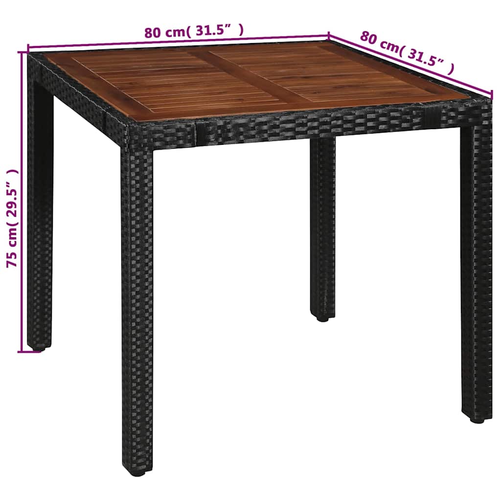 vidaXL 5 Piece Outdoor Dining Set Poly Rattan and Acacia Wood Black