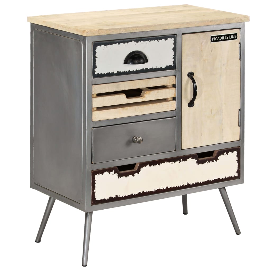 vidaXL Sideboard | Natural Mango Wood With Steel Accents