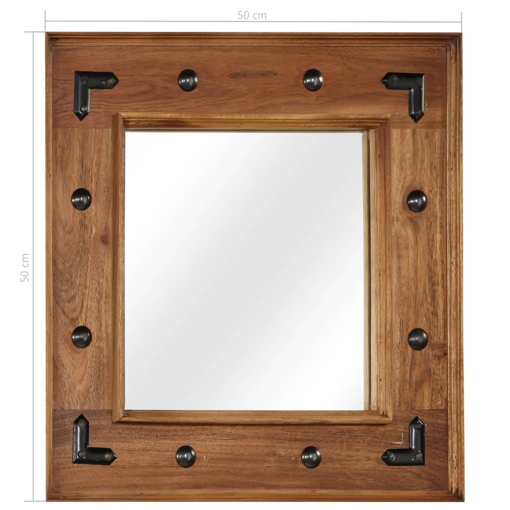 vidaXL Mirror Solid Acacia Wood 50x50 cm