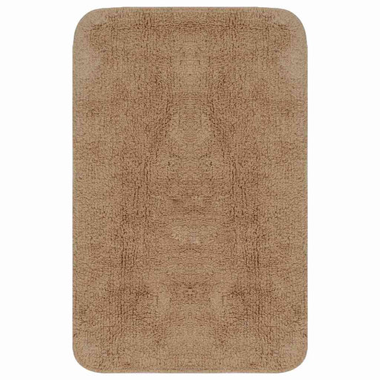 vidaXL Bathroom Mat Set 3 Pieces Fabric Beige