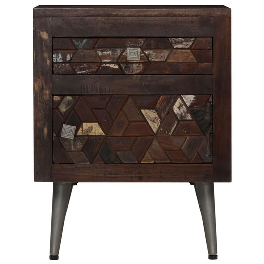 vidaXL Bedside Cabinet | Multicolour | Solid reclaimed wood and steel