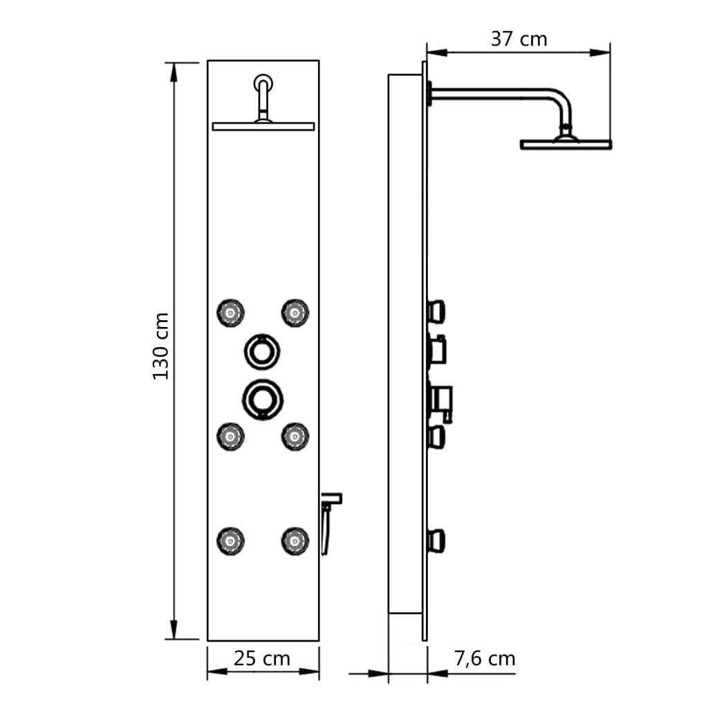 vidaXL Shower Panel Unit Glass 25x44.6x130 cm White