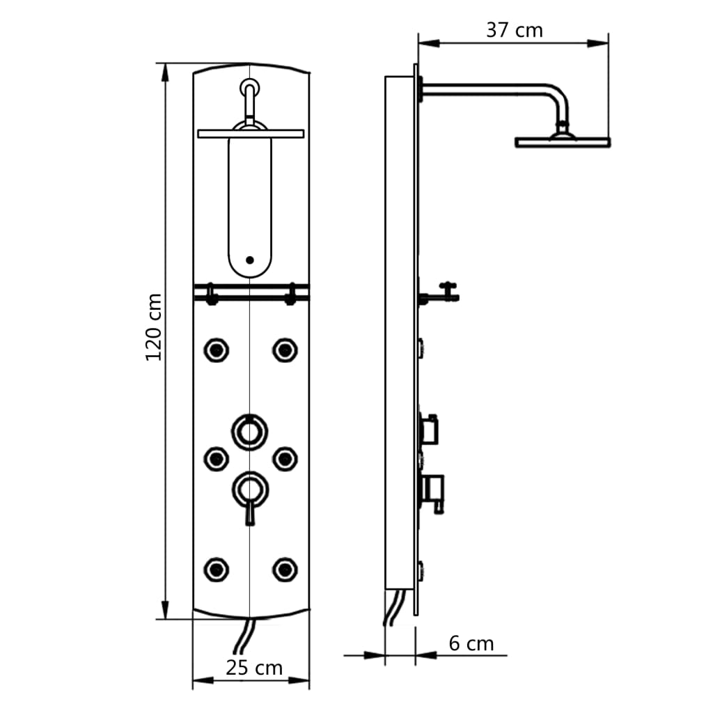 vidaXL Shower Panel Unit 25x43x120 cm Silver