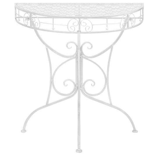 245929 vidaXL Side Table Vintage Style Half Round Metal 72x36x74 cm Silver
