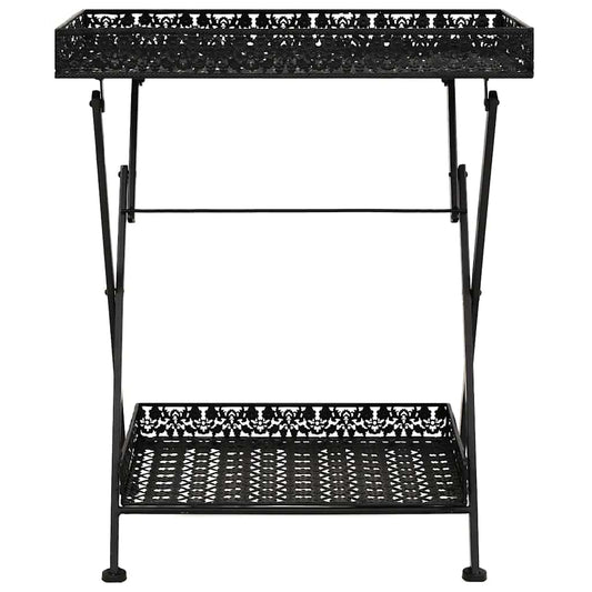 245941 vidaXL Folding Tea Table Vintage Style Metal 58x35x72 cm Black