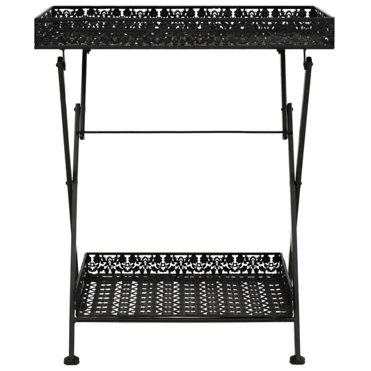 vidaXL Folding Tea Table Vintage Style Metal 58x35x72 cm Black