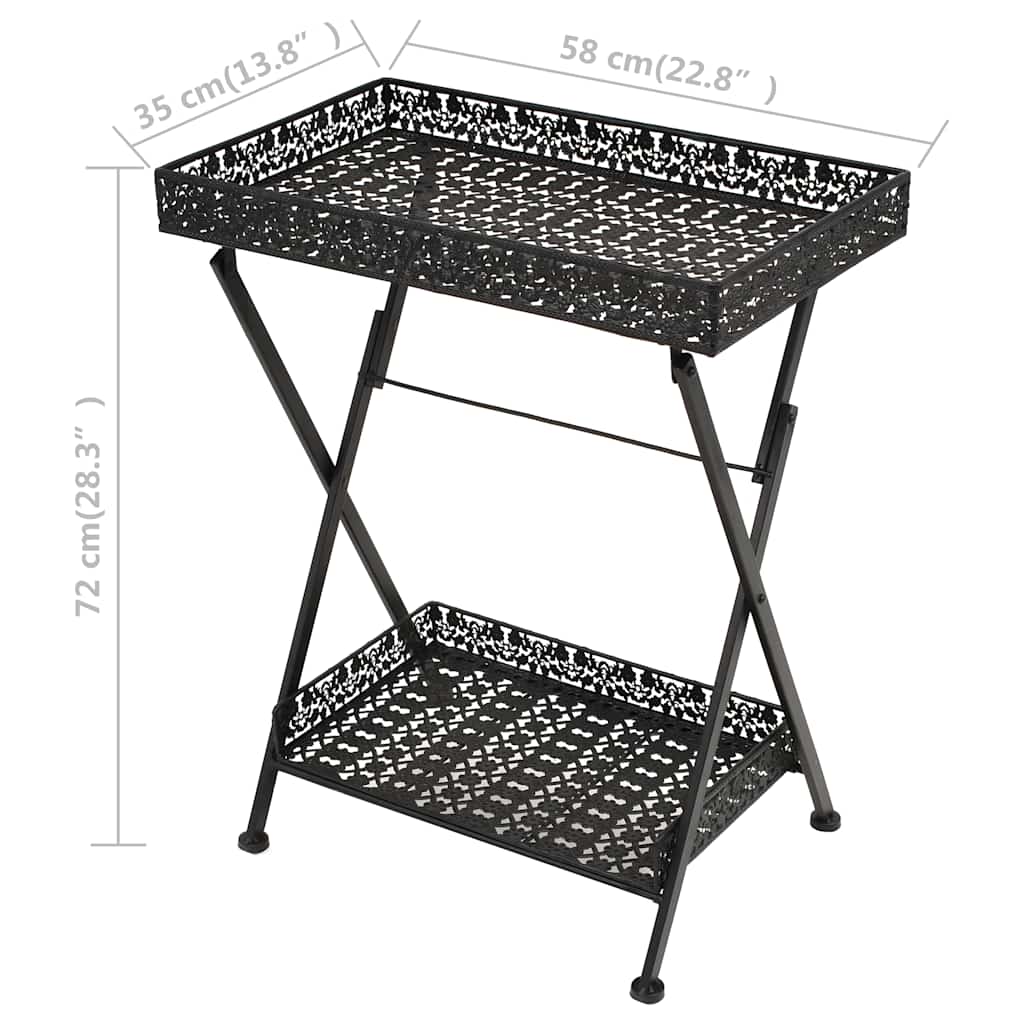 245941 vidaXL Folding Tea Table Vintage Style Metal 58x35x72 cm Black