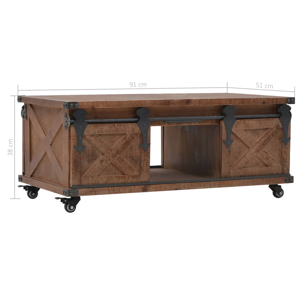 vidaXL Coffee Table | Brown | Solid fir wood, MDF, steel | 91x51x38 cm
