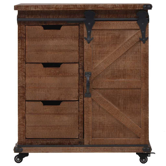 vidaXL Storage Cabinet | Brown | Solid fir wood, MDF, steel | 64x33.5x75 cm
