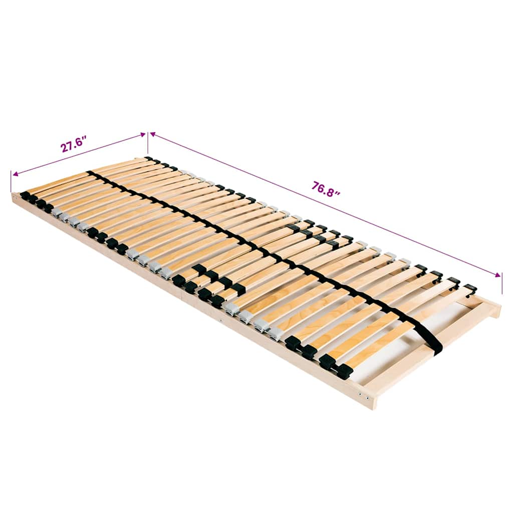 vidaXL Slatted Bed Base without Mattress with 28 Slats 7 Zones 70x200 cm