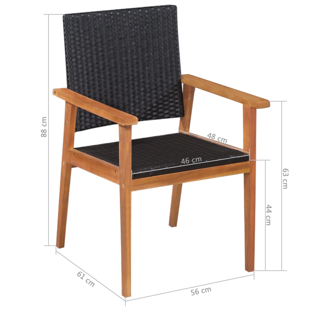 vidaXL Dining Set | Black | PE rattan | 5 Piece Set | Durable