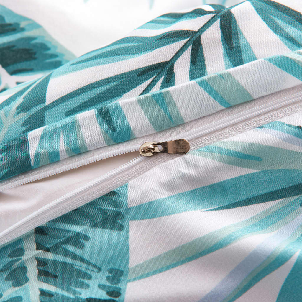 vidaXL Duvet Cover Set Leaves Green 140x200/60x70 cm