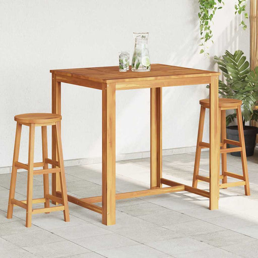 vidaXL Bar Chair | Set of 2 | Natural Wood | Solid acacia wood | Medium