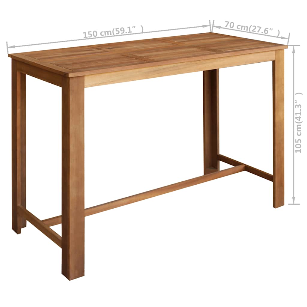 vidaXL Bar Table | Natural wood | Solid acacia wood | 150x70x105 cm | Durable