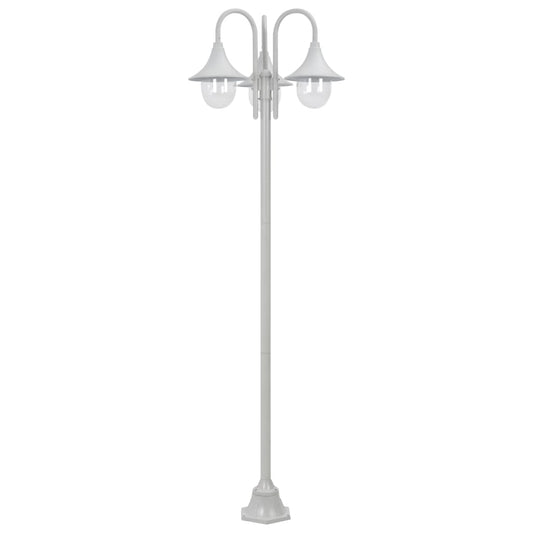 vidaXL Garden Post Light E27 220 cm Aluminium 3-Lantern White