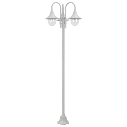 44206 vidaXL Garden Post Light E27 220 cm Aluminium 3-Lantern White