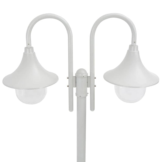 44208 vidaXL Garden Post Light E27 220 cm Aluminium 2-Lantern White
