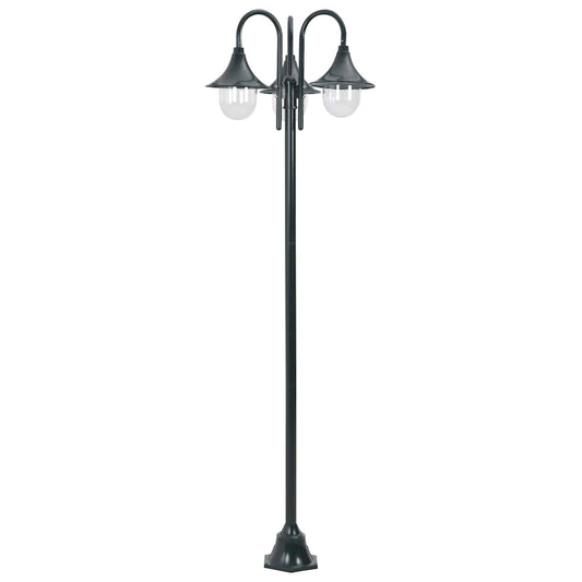 44216 vidaXL Garden Post Light E27 220 cm Aluminium 3-Lantern Dark Green