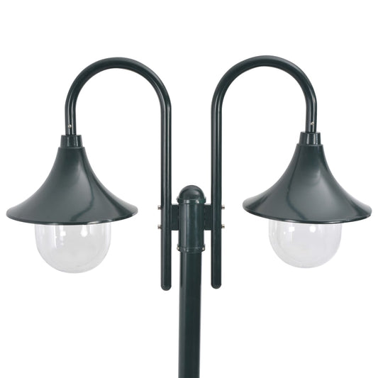 44217 vidaXL Garden Post Light E27 220 cm Aluminium 2-Lantern Dark Green
